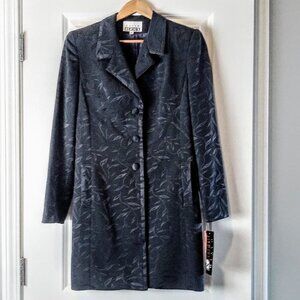 Vintage David Bijoux Long Grey Jacquard Blazer NWT